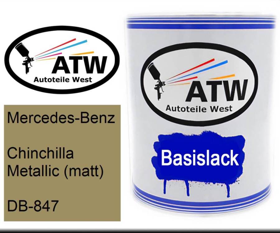 Mercedes-Benz, Chinchilla Metallic (matt), DB-847: 1L Lackdose, von ATW Autoteile West.